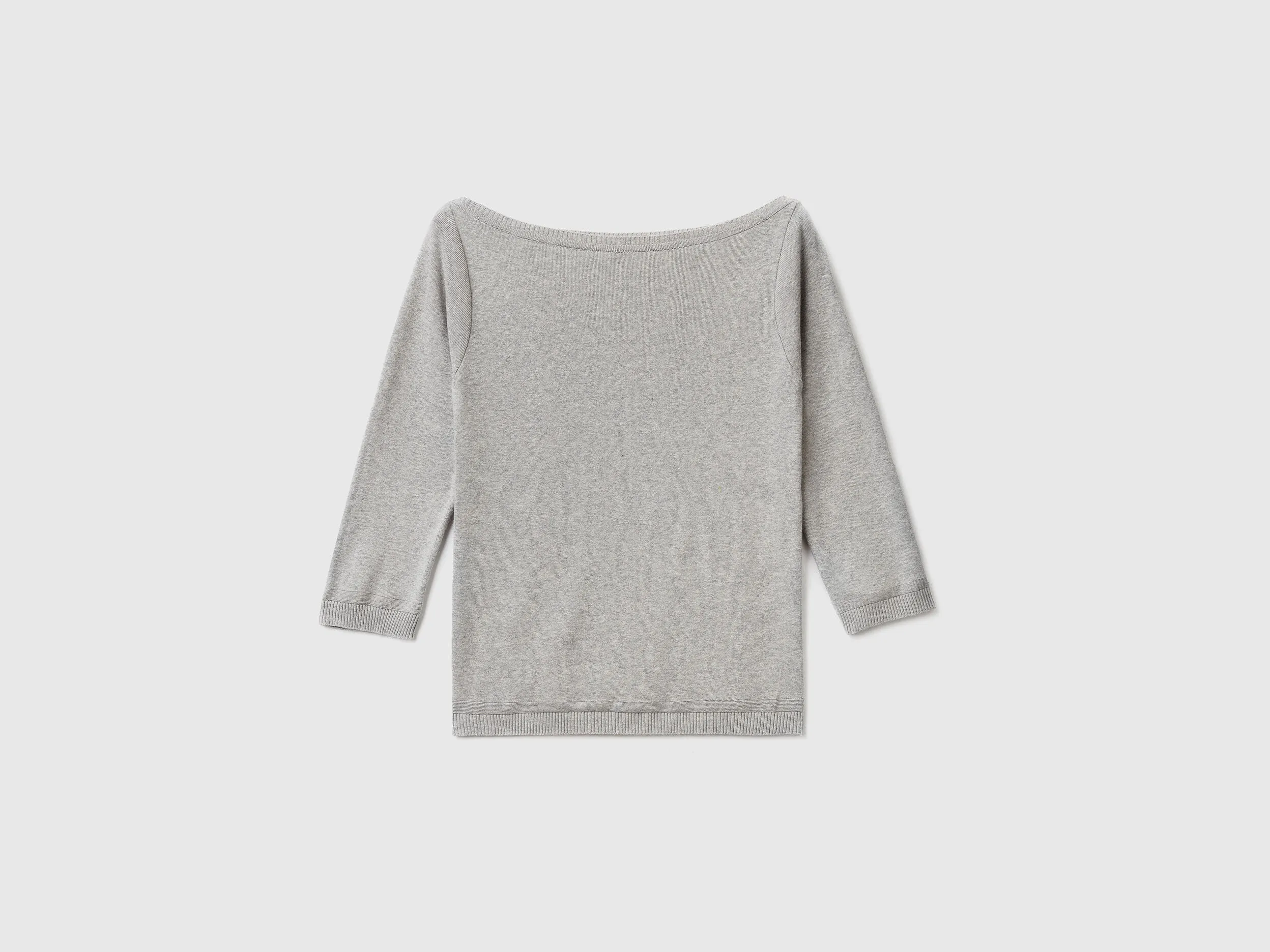 100% cotton boat neck sweater - Light Gray | Benetton