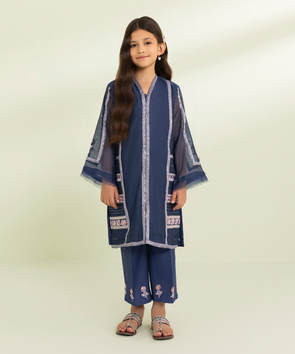 2 Piece - Embroidered Khaddi Net Suit