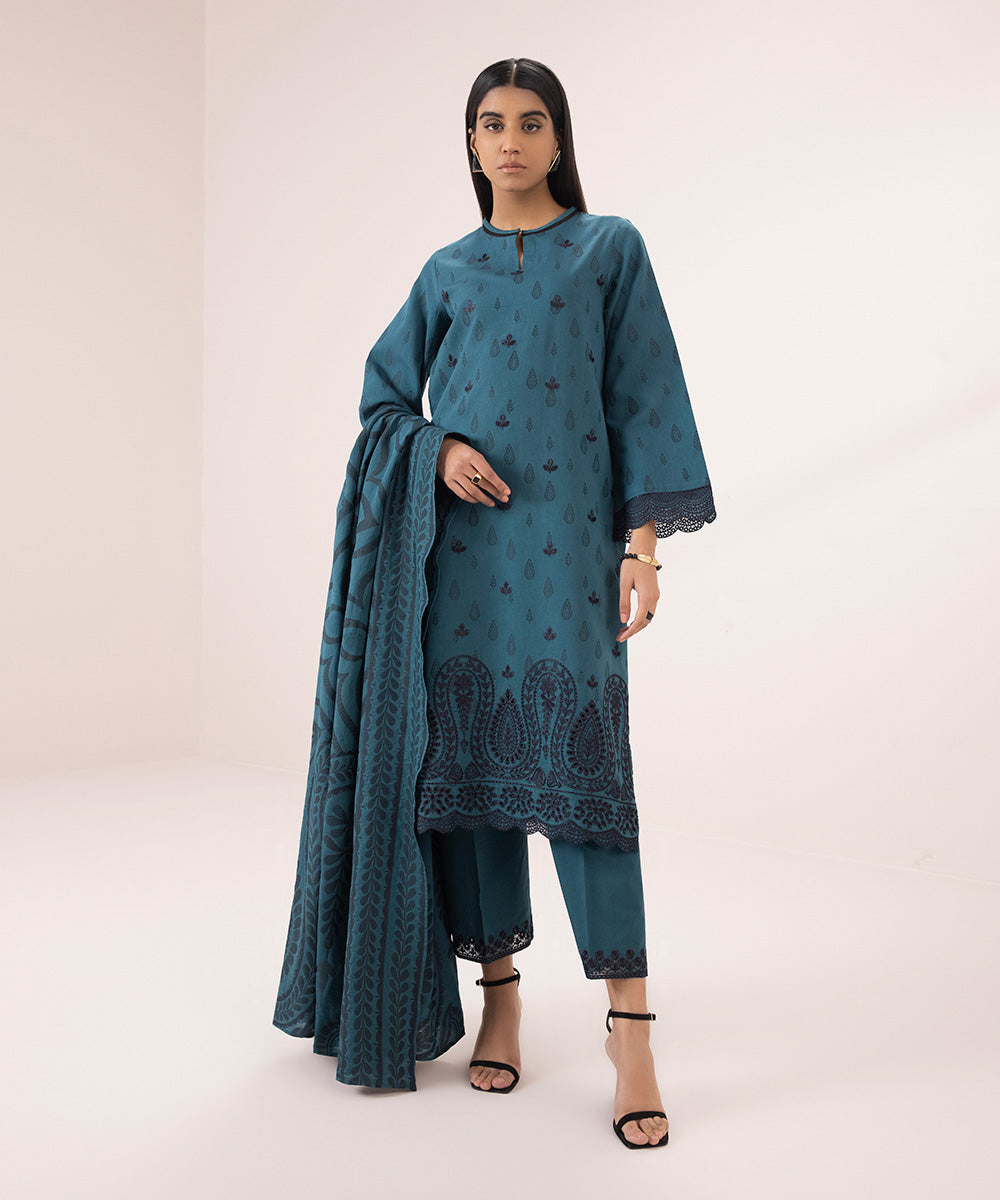 3 Piece - Embroidered Jacquard Suit