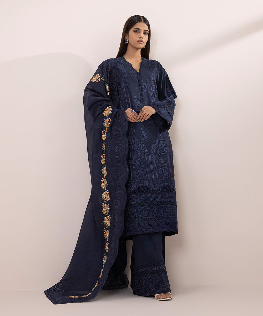 3 Piece - Embroidered Jacquard Suit