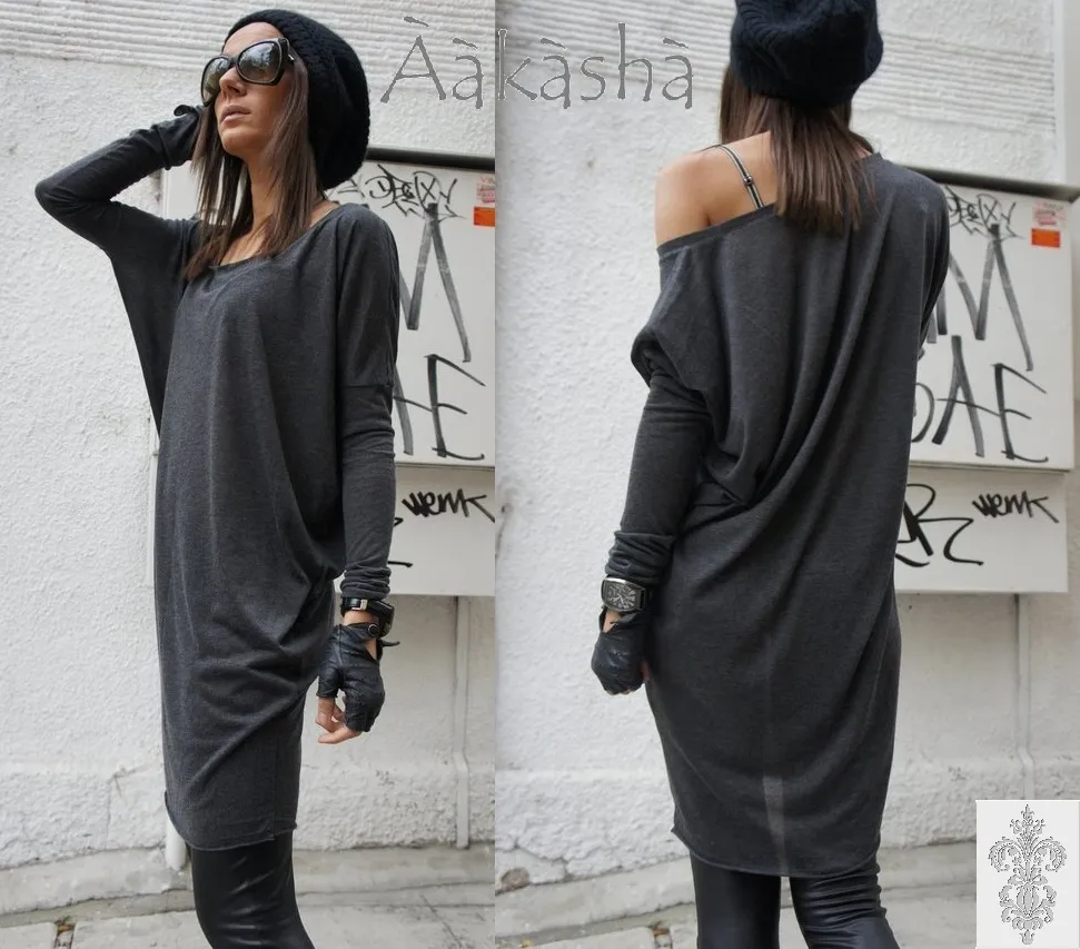 Aakasha  |U-Neck Long Sleeves Plain Medium Handmade Tunics