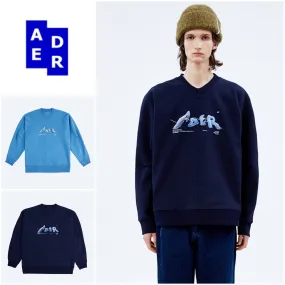 ADERERROR  |Unisex Street Style Long Sleeves Logo Sweatshirts