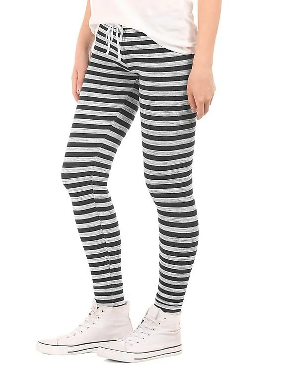 Aeropostale Drawstring Waist Striped Leggings