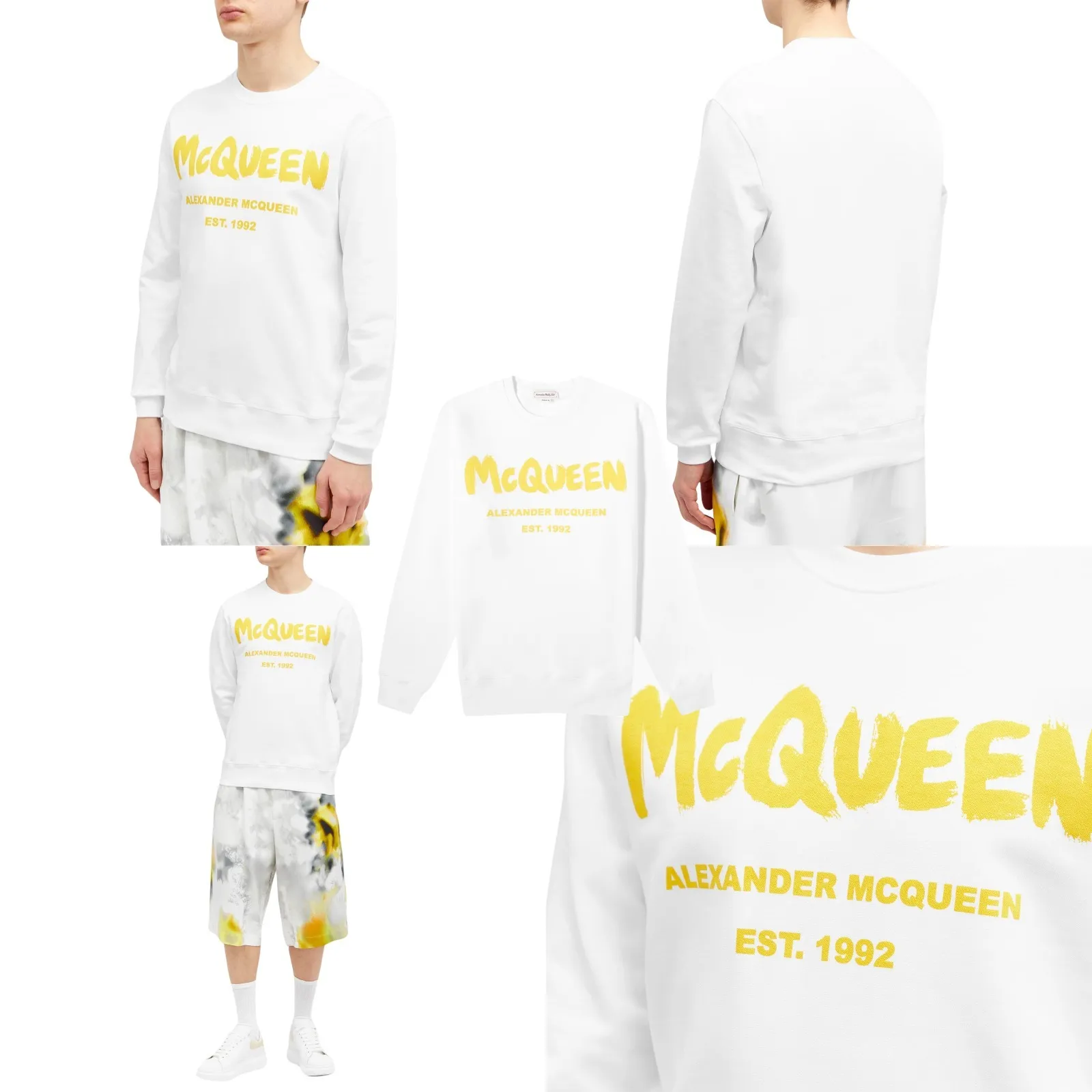 alexander mcqueen  |Crew Neck Unisex Street Style Long Sleeves Cotton Logo