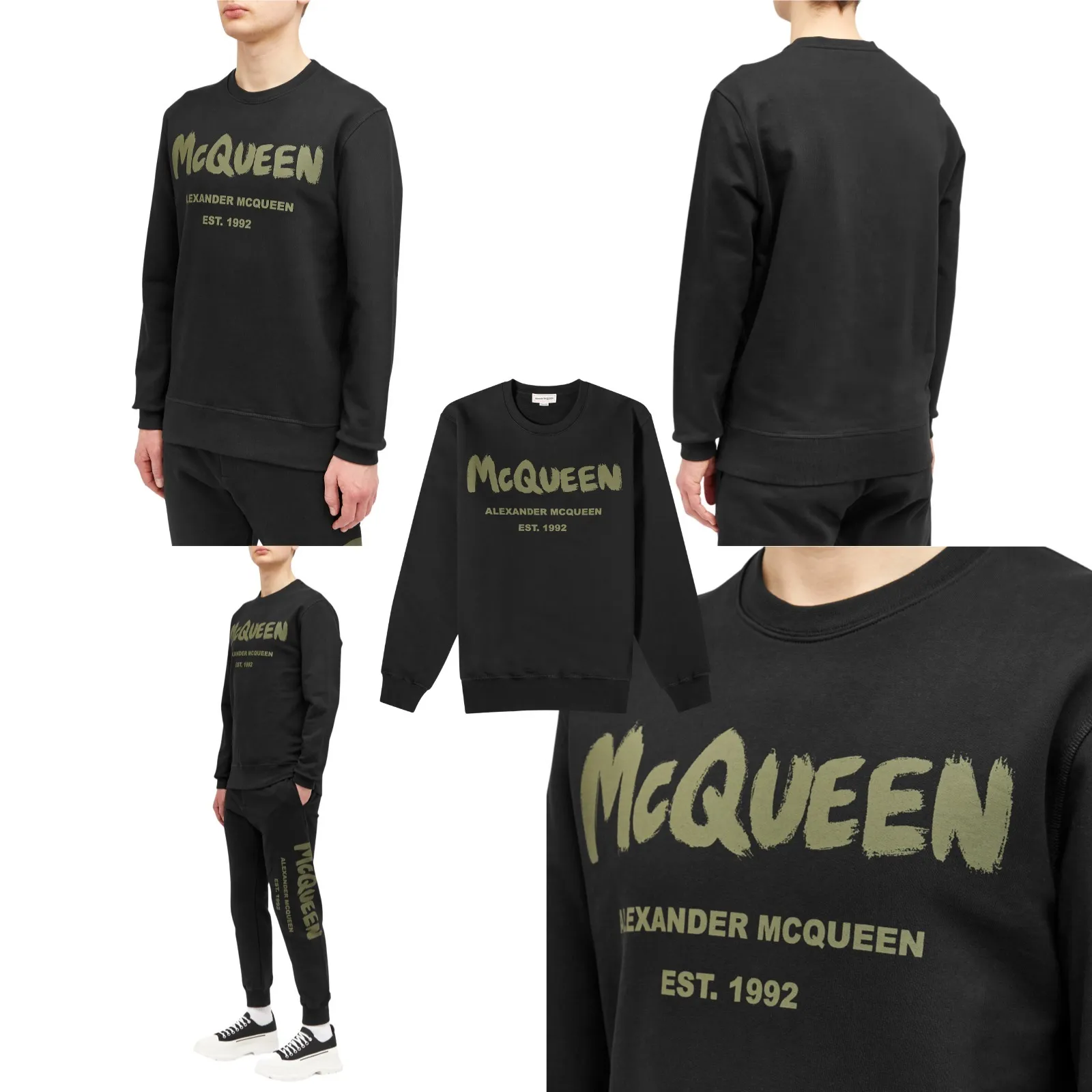 alexander mcqueen  |Crew Neck Unisex Street Style Long Sleeves Cotton Logo