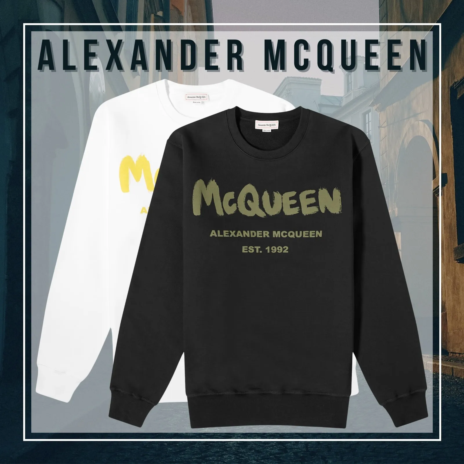 alexander mcqueen  |Crew Neck Unisex Street Style Long Sleeves Cotton Logo