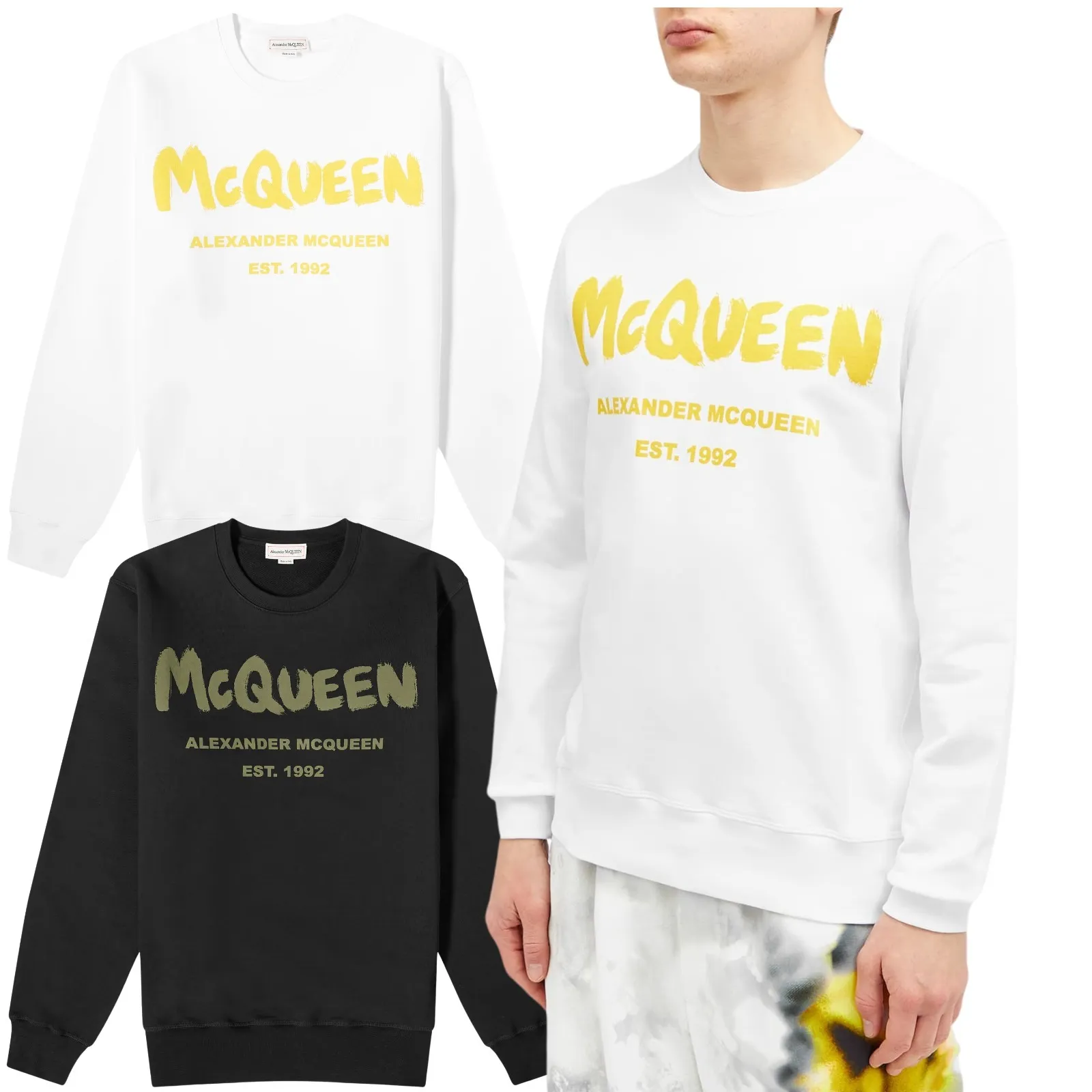 alexander mcqueen  |Crew Neck Unisex Street Style Long Sleeves Cotton Logo