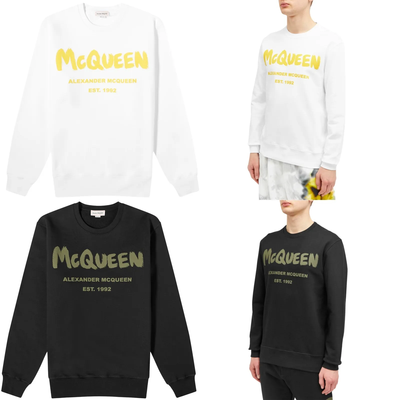 alexander mcqueen  |Crew Neck Unisex Street Style Long Sleeves Cotton Logo