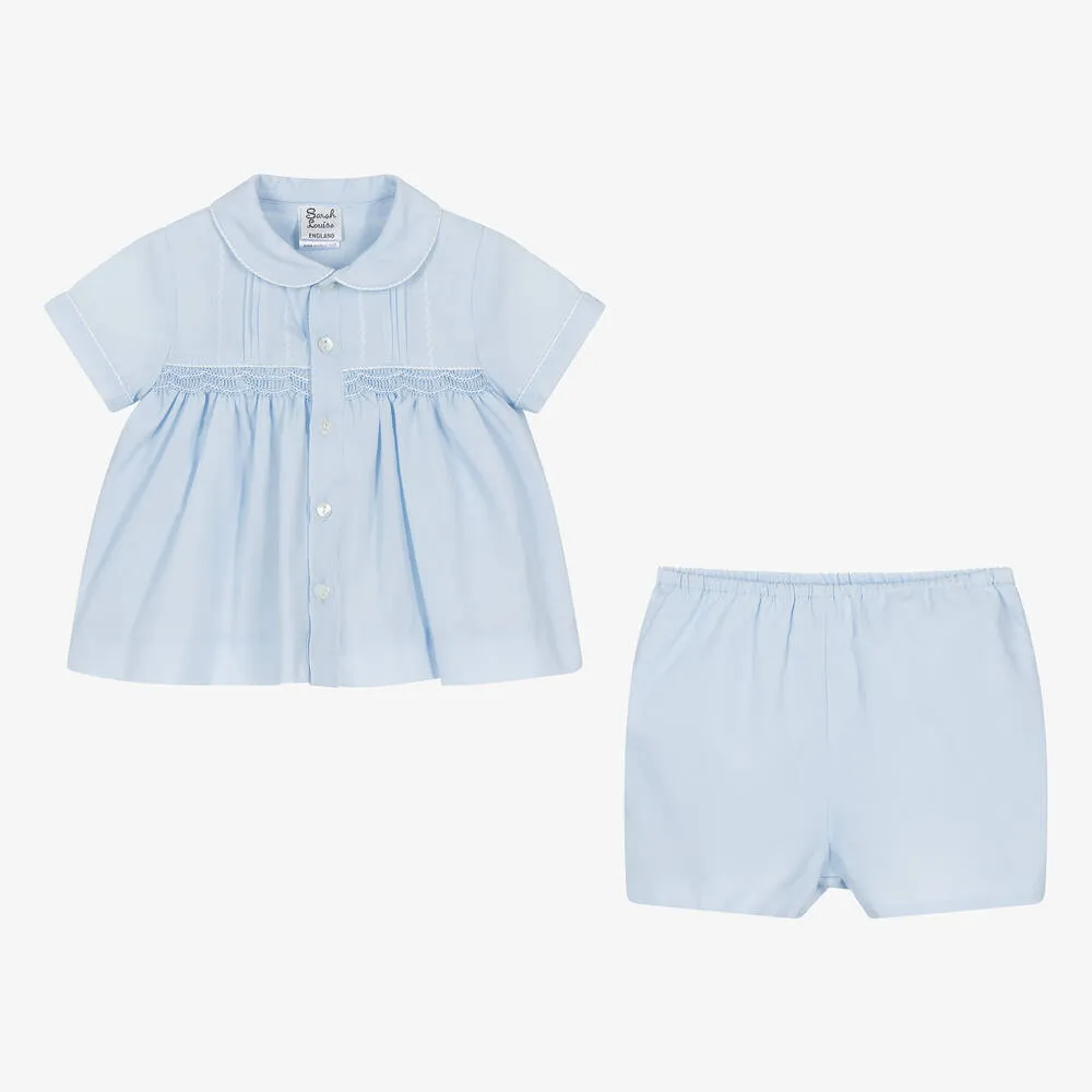 Baby Boys Blue Embroidered Shorts Set