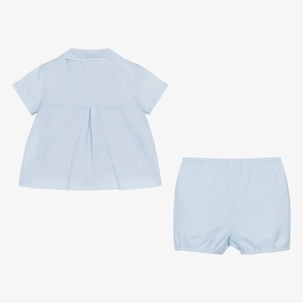 Baby Boys Blue Embroidered Shorts Set