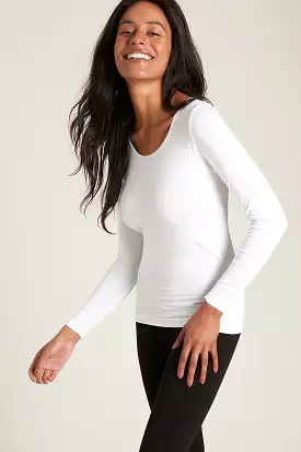 Bamboo Long Sleeve Crew Neck Top - Black ,  White