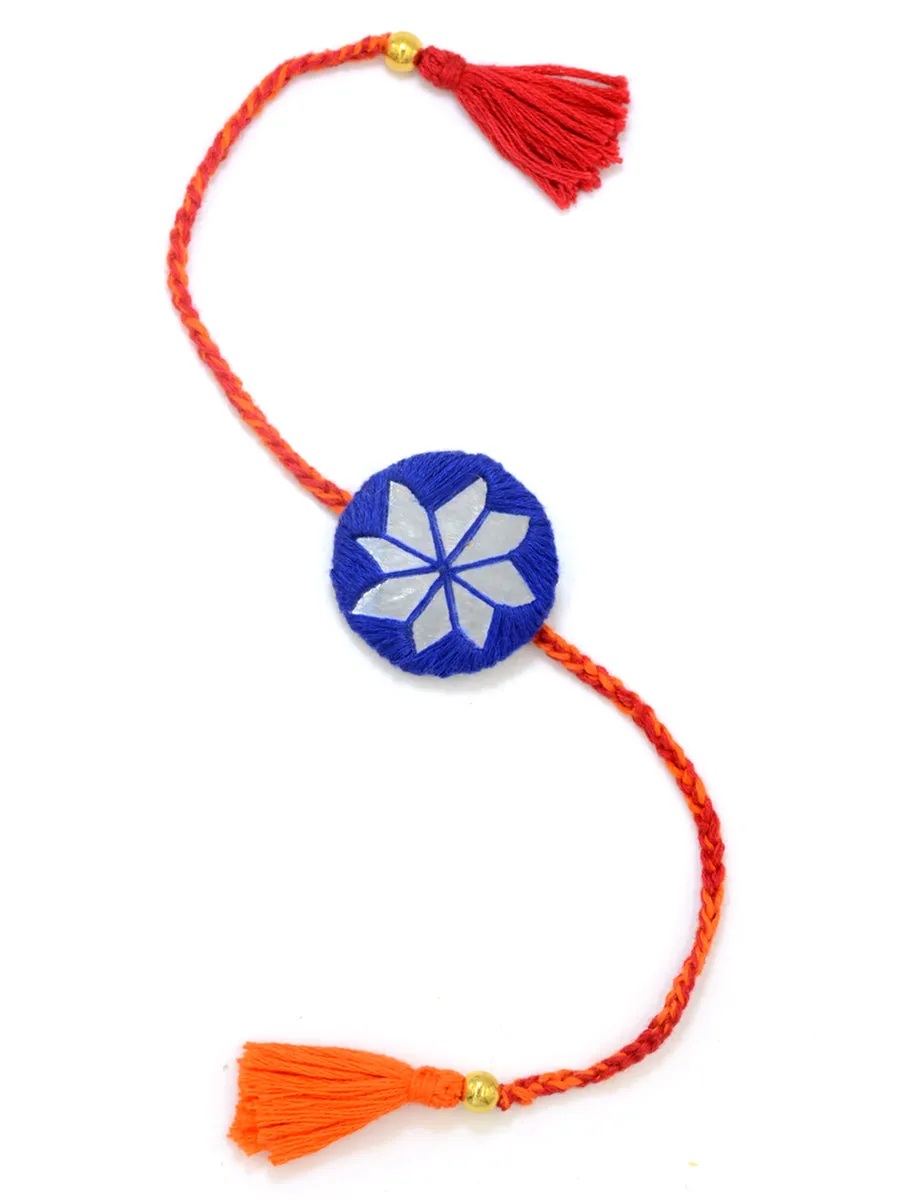 Bandhan Hand-Embroidered Rakhi (Blue)