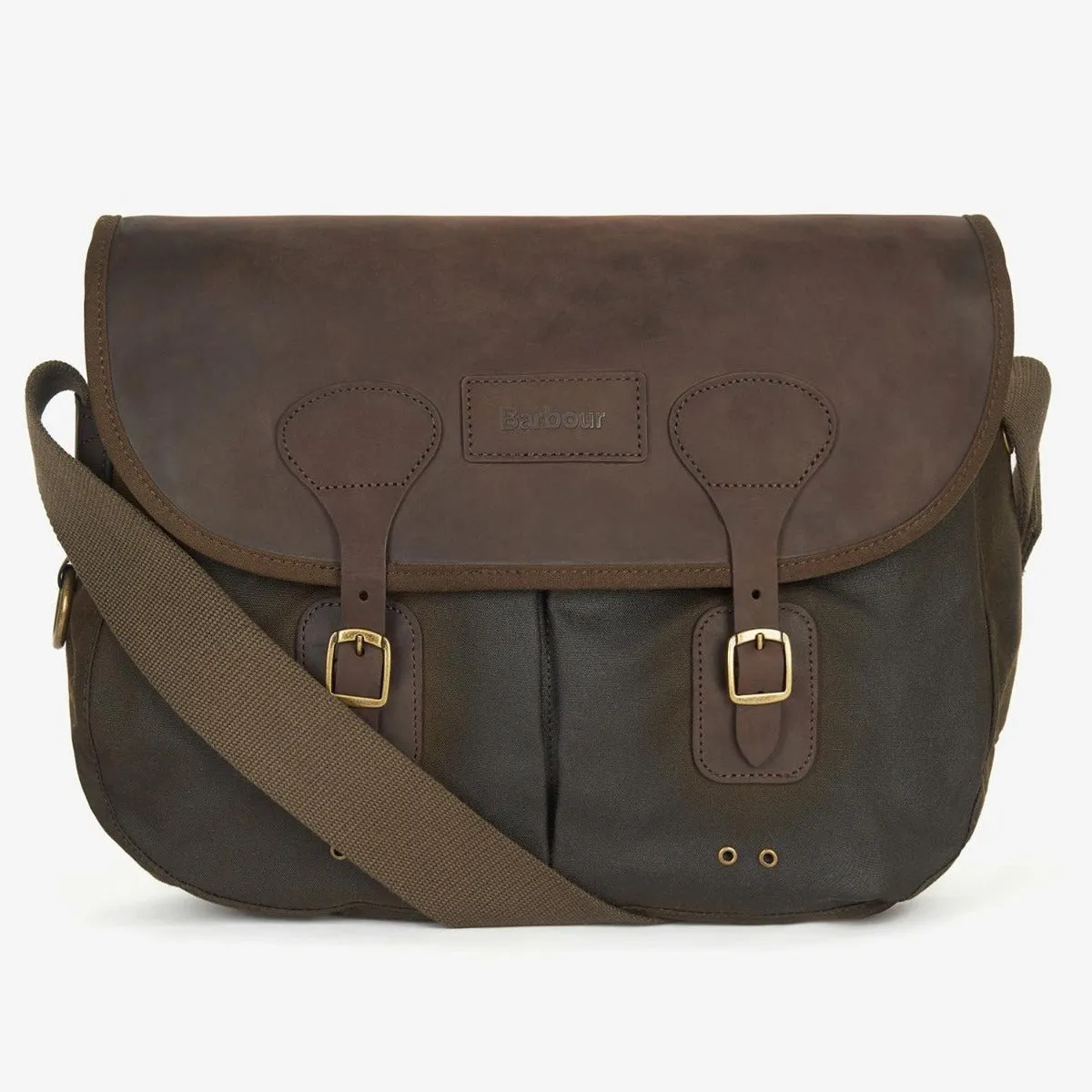 Barbour Wax Leather Tarras Bag in Olive