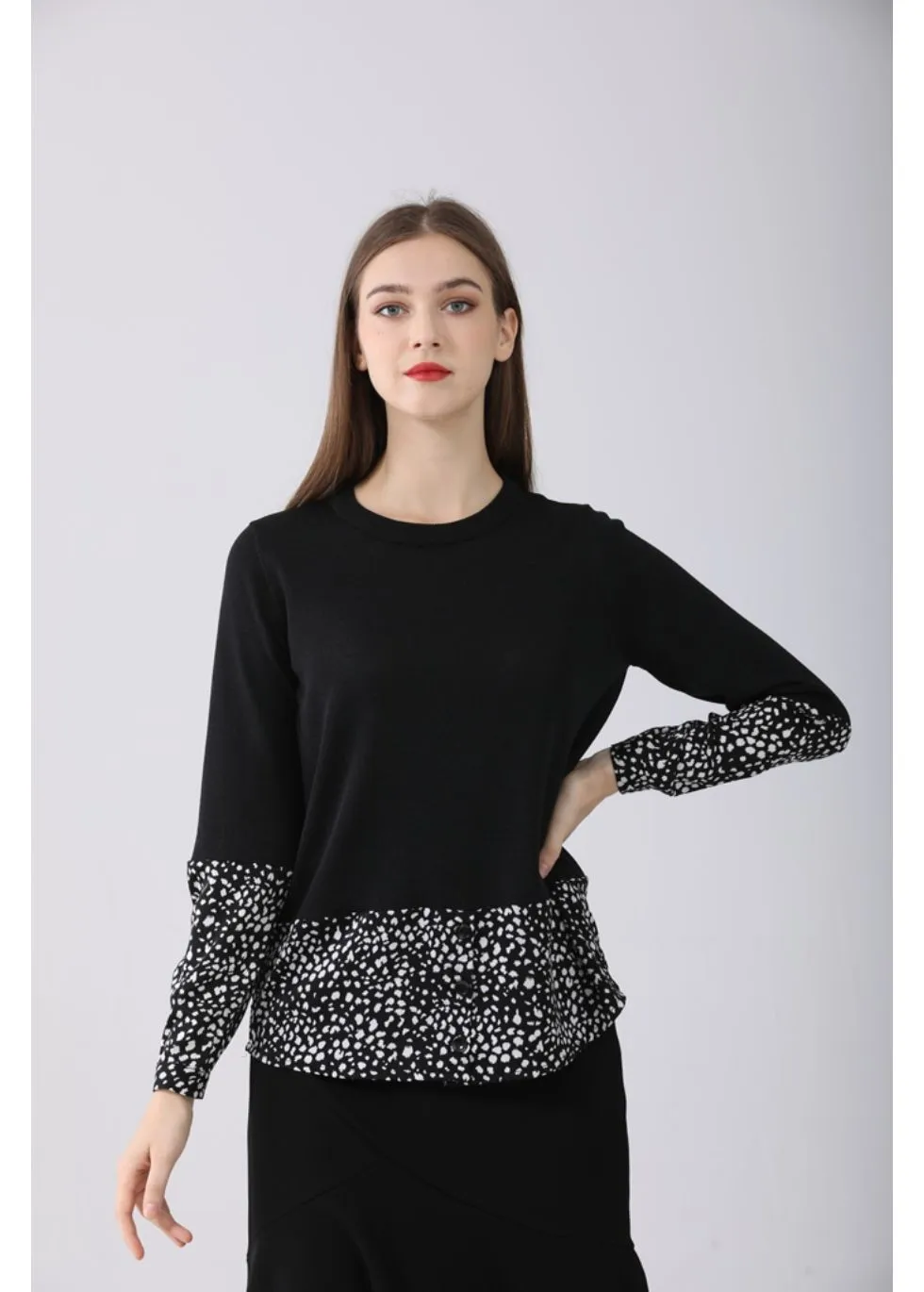 Black Long Sleeve Basic Sweater Top