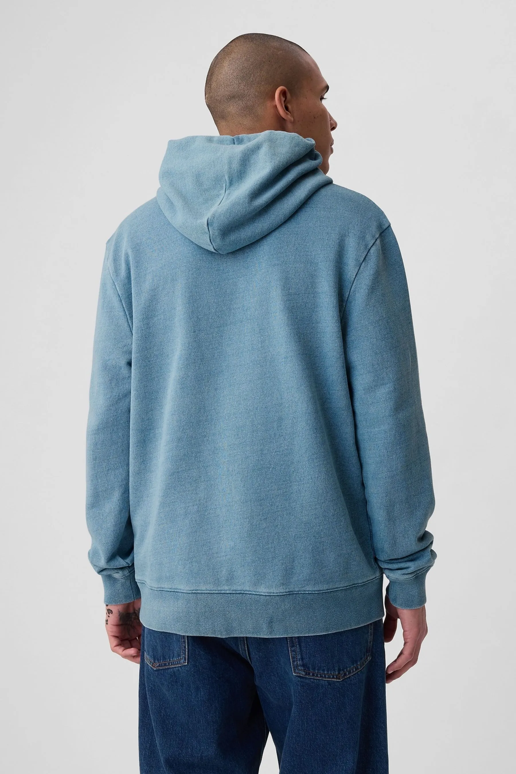 Blue Cotton Arch Logo Hoodie