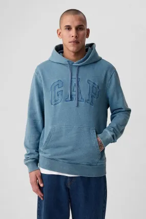 Blue Cotton Arch Logo Hoodie