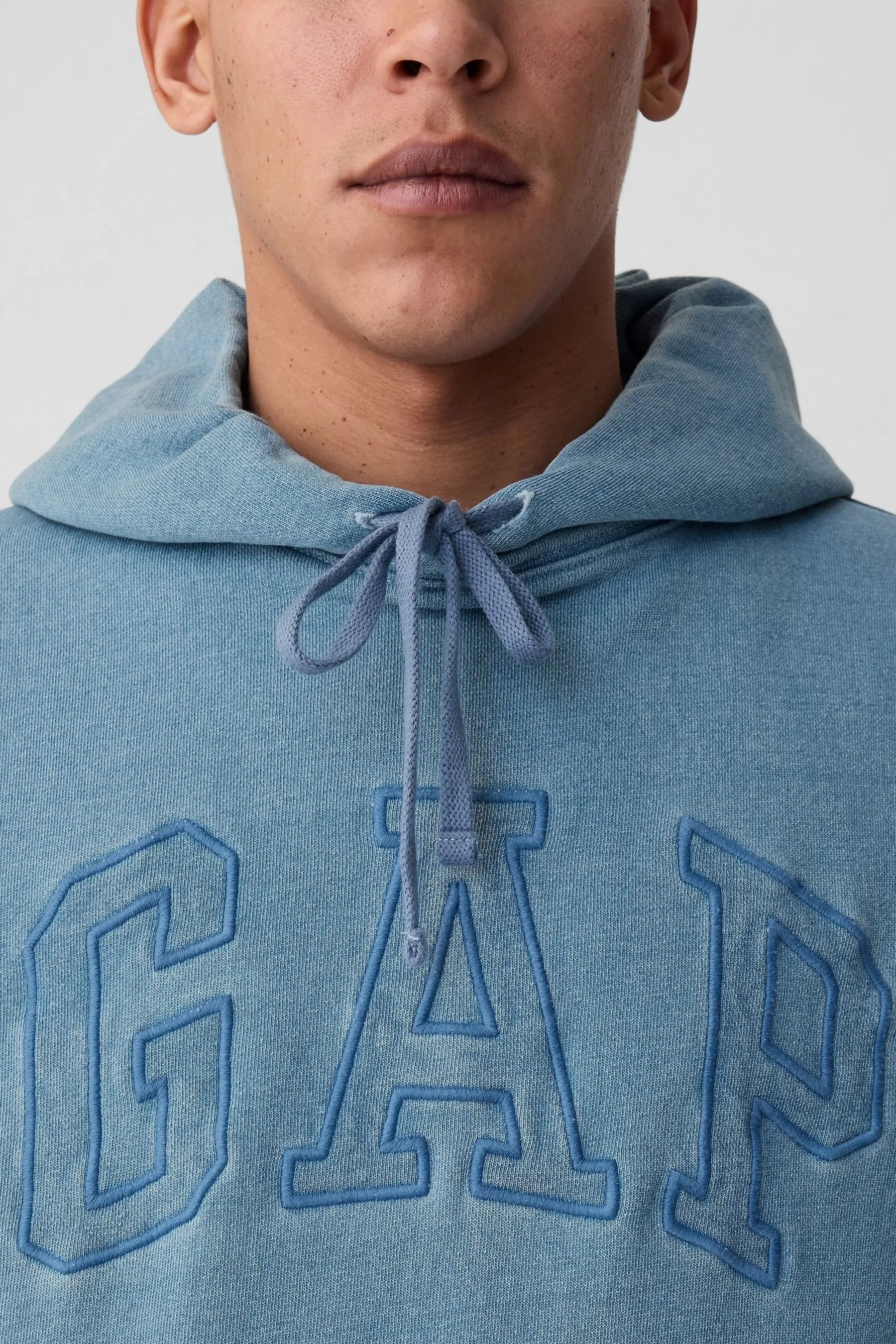 Blue Cotton Arch Logo Hoodie