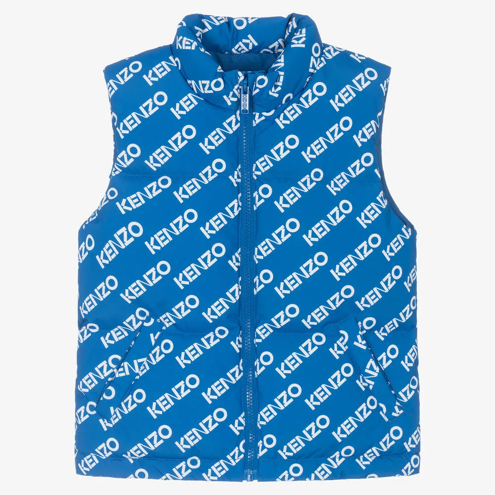 Blue Down Padded Logo Gilet