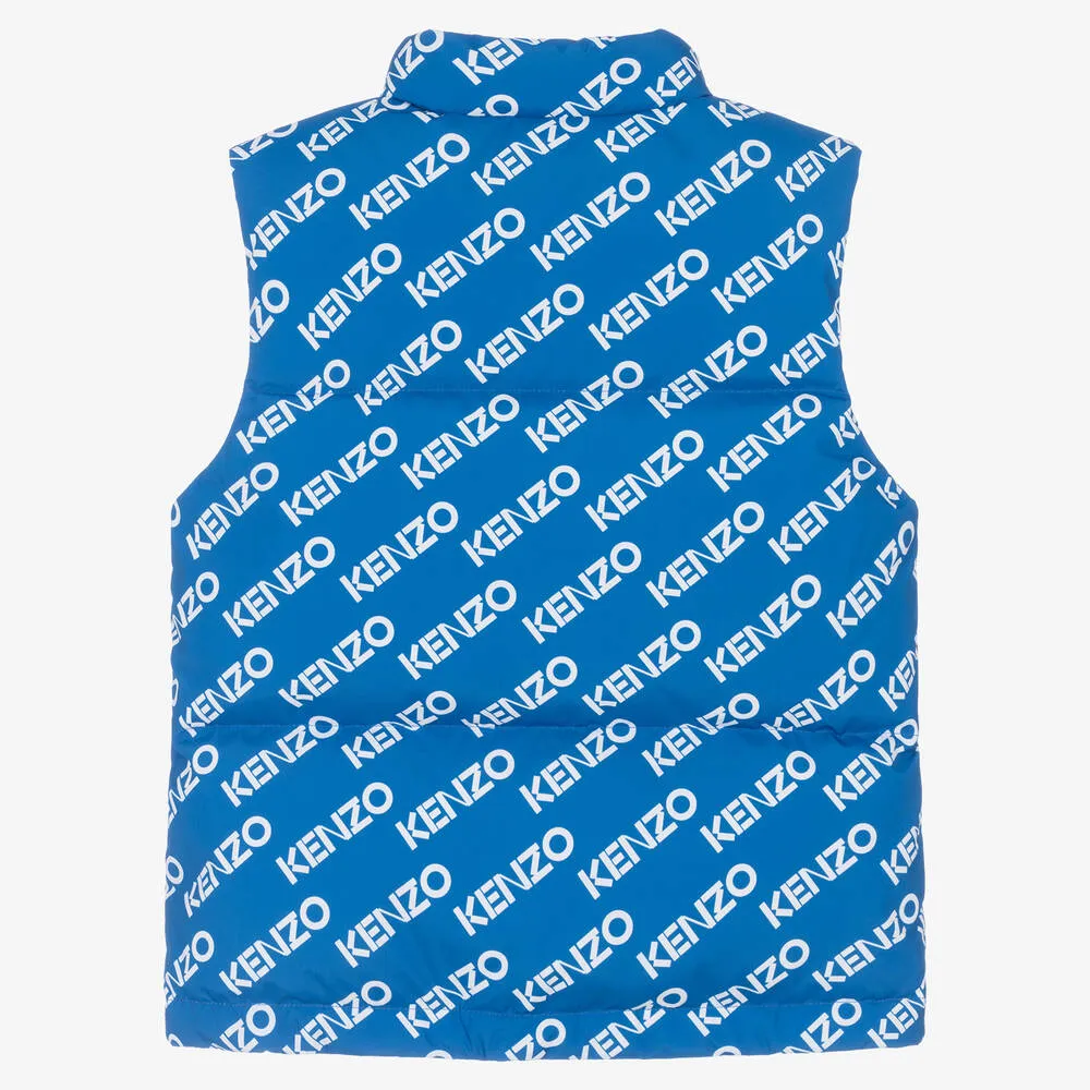 Blue Down Padded Logo Gilet