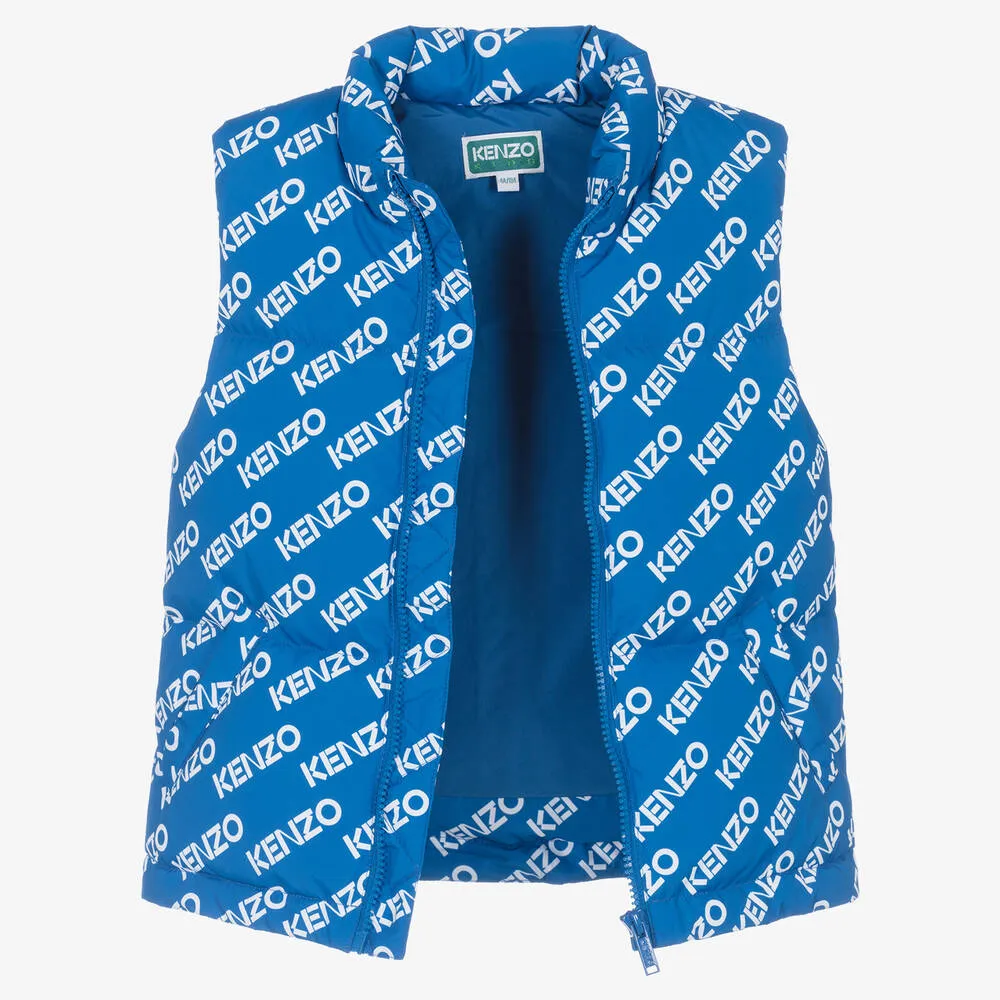 Blue Down Padded Logo Gilet