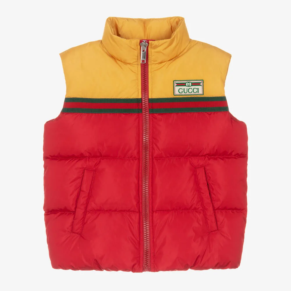 Boys Red & Yellow Down Padded Gilet