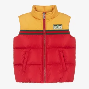 Boys Red & Yellow Down Padded Gilet