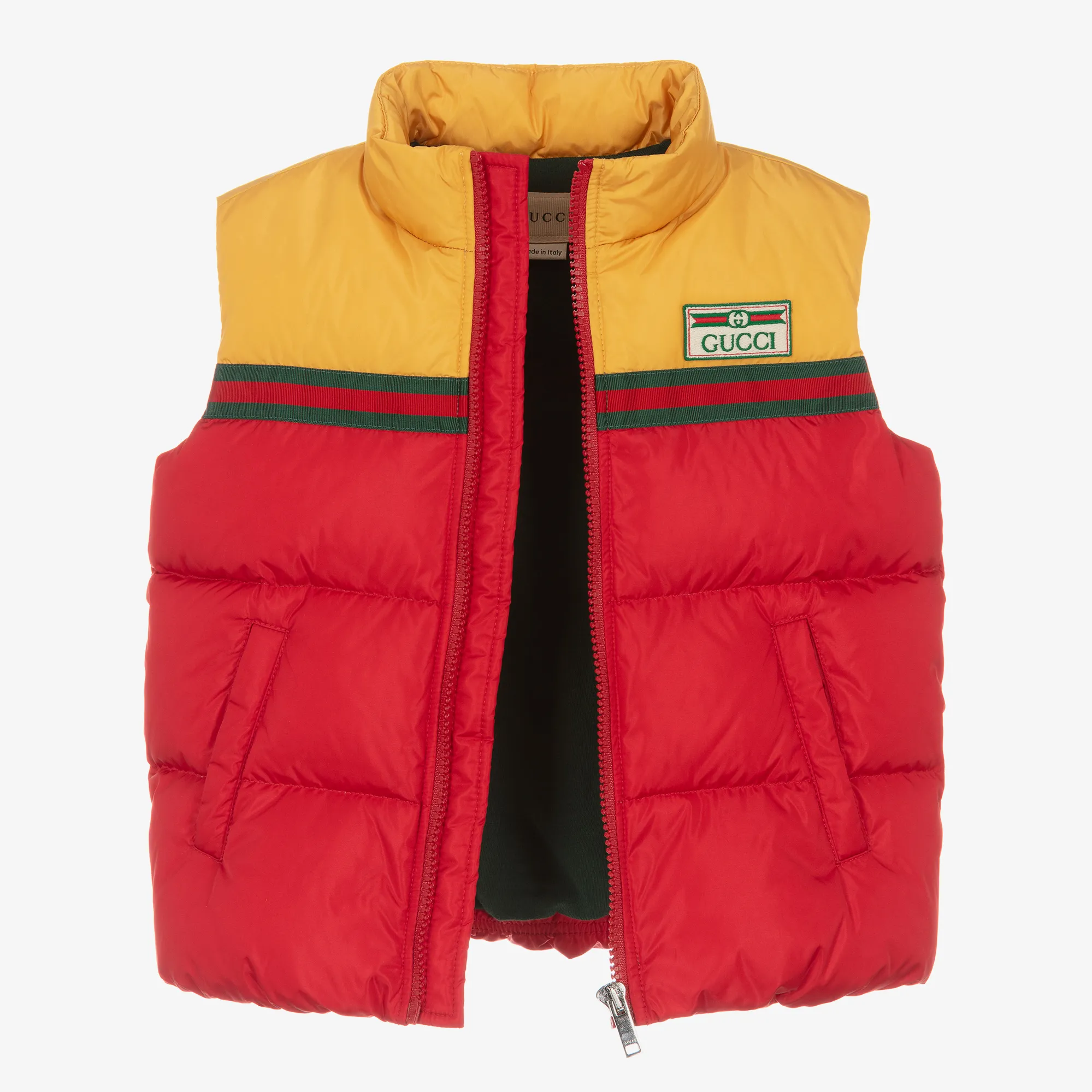 Boys Red & Yellow Down Padded Gilet