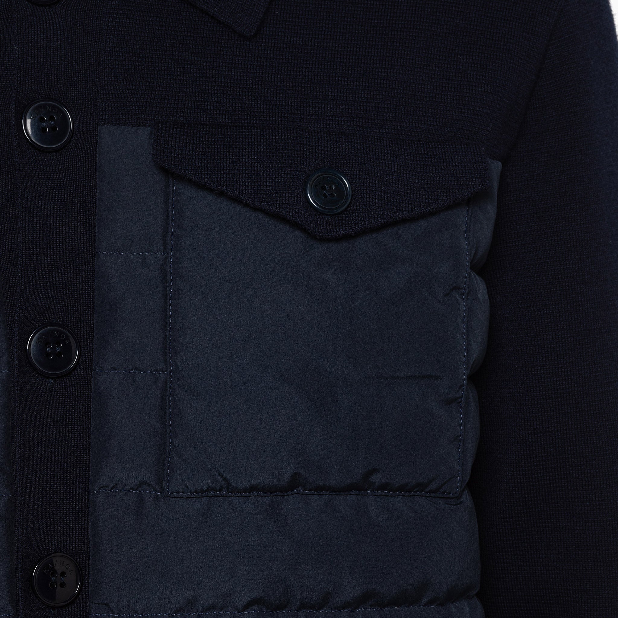 Brice extrafine wool and down buttoned padded hybrid jacket