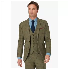 Brook Taverner Haincliffe Green with Blue Overcheck Suit Jacket<><>