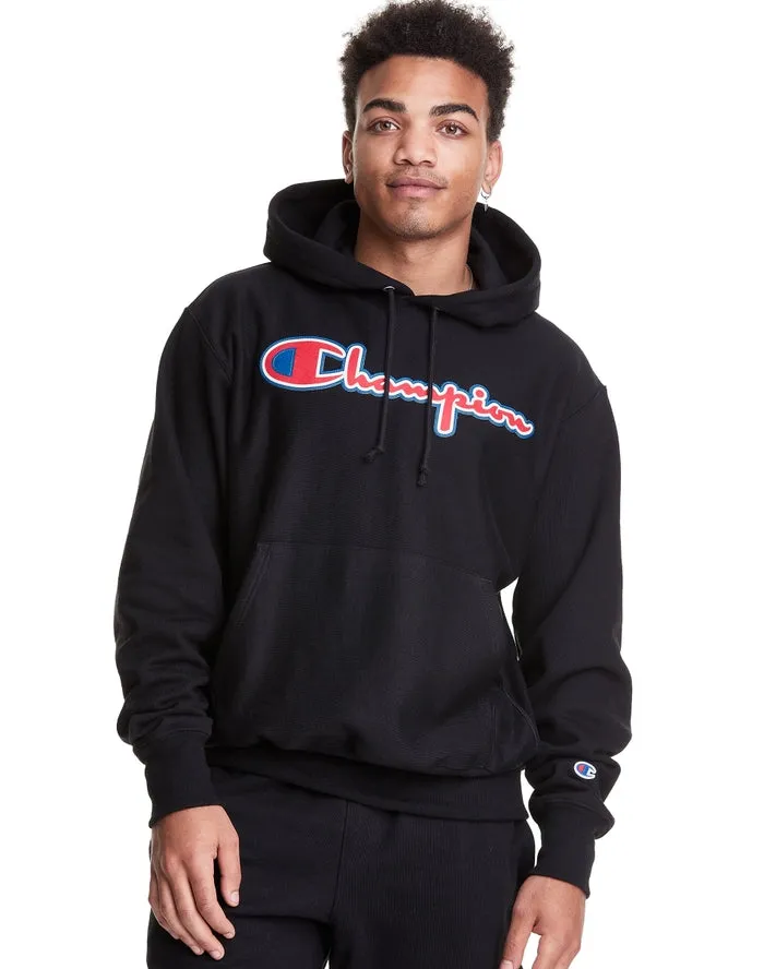 Champion FLC REVERSE WEAVE PULL OVER SCRIPT HOOD Men’s -  BLACK RED