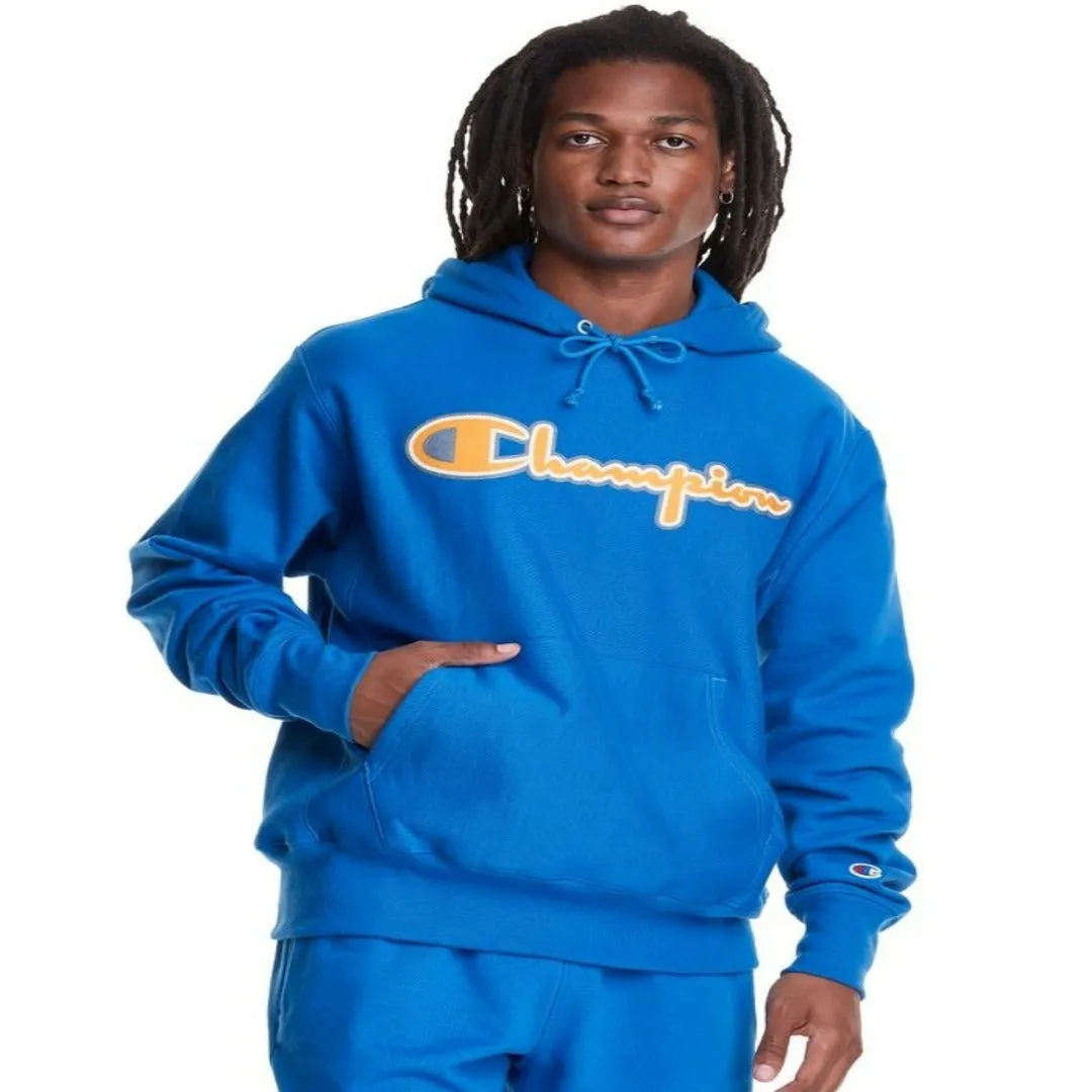 Champion FLC REVERSE WEAVE PULL OVER SCRIPT HOOD Men’s - ROYAL BLUE /GOLD