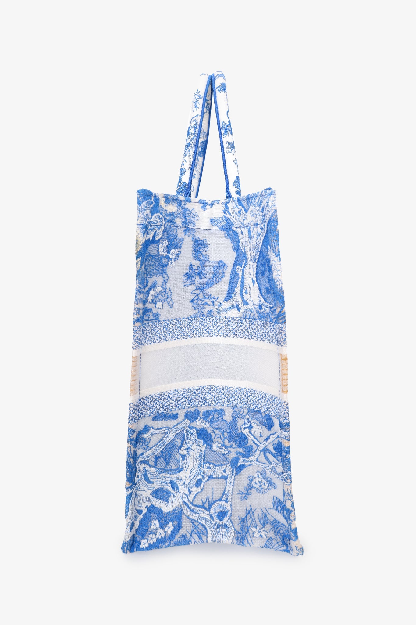 Christian Dior 2022 Blue/White Toile De Jouy Sheer Embroidered Medium Book Tote