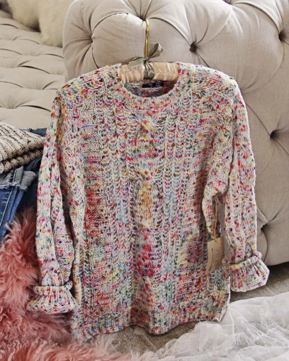 Confetti Love Sweater in Cream