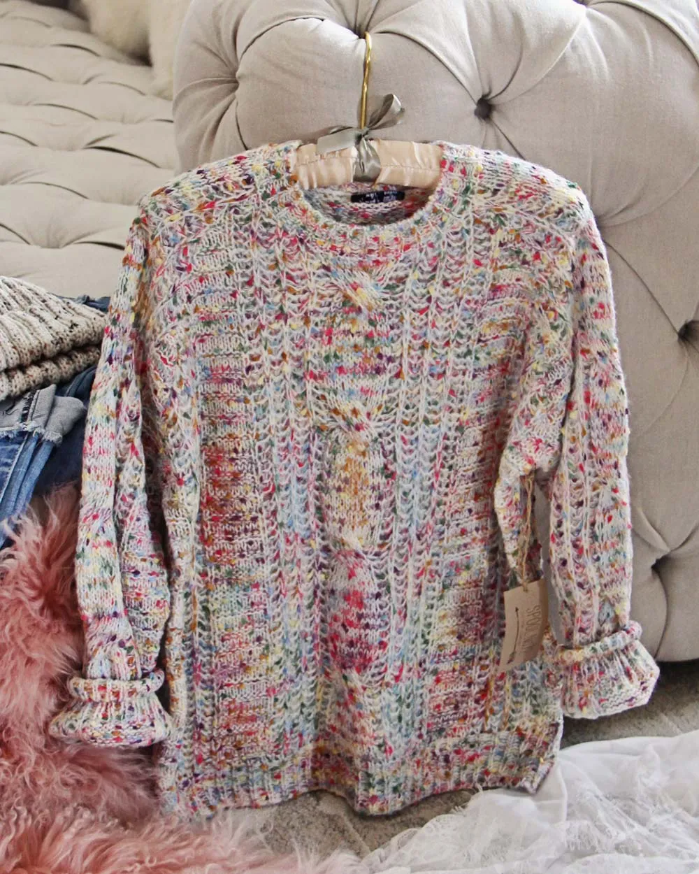 Confetti Love Sweater in Cream