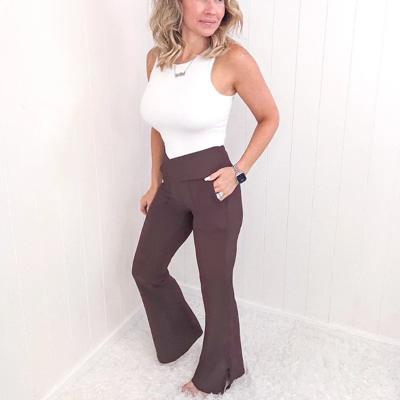 Contouring Curves Ribbed V Waist Flared Leggings in 2 Colors