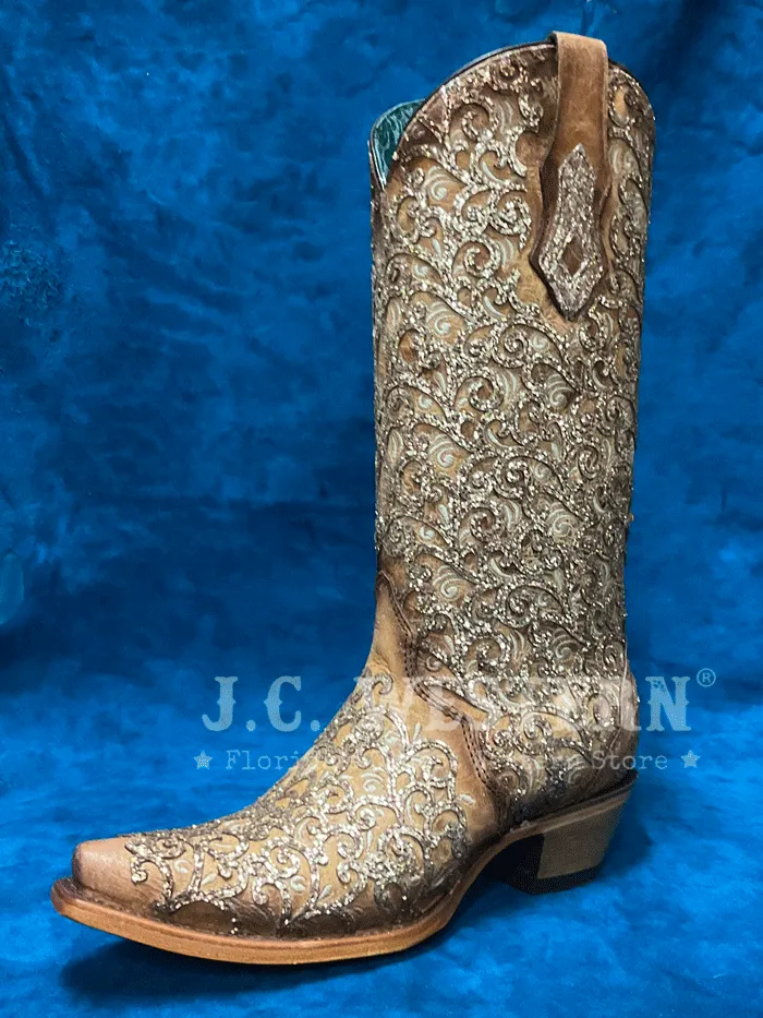 Corral C4051 Ladies Glitter Overlay And Embroidery Triad Boot Saddle