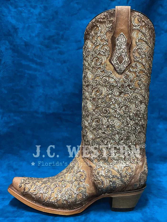 Corral C4051 Ladies Glitter Overlay And Embroidery Triad Boot Saddle