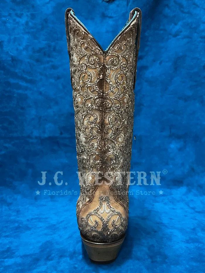 Corral C4051 Ladies Glitter Overlay And Embroidery Triad Boot Saddle