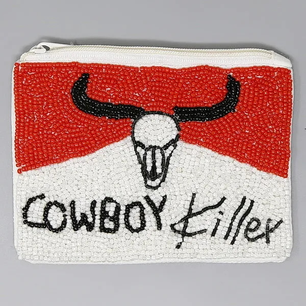 COWBOY KILLER Western Seed Beaded Coin Purse