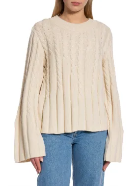 DAGMAR SWEATER FADED VABLE KNIT CREAM WHITE