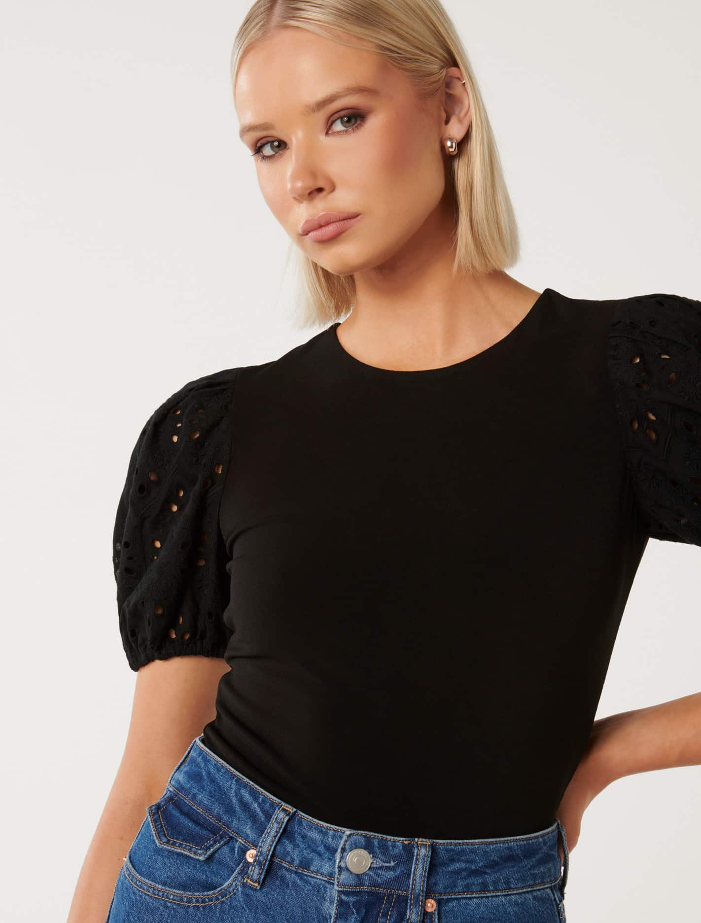 Dionne Crew Neck Crepe Top