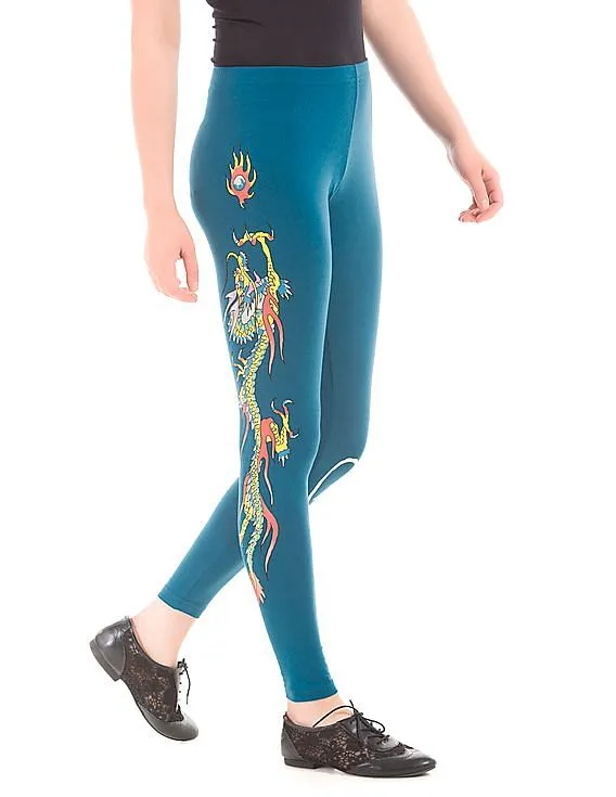 EdHardy Women Elasticized Waist Printed Leggings