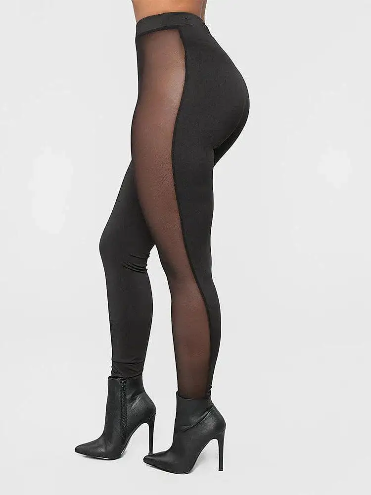 Elevate Your Style with Black Mid Waist Stretchy Leggings