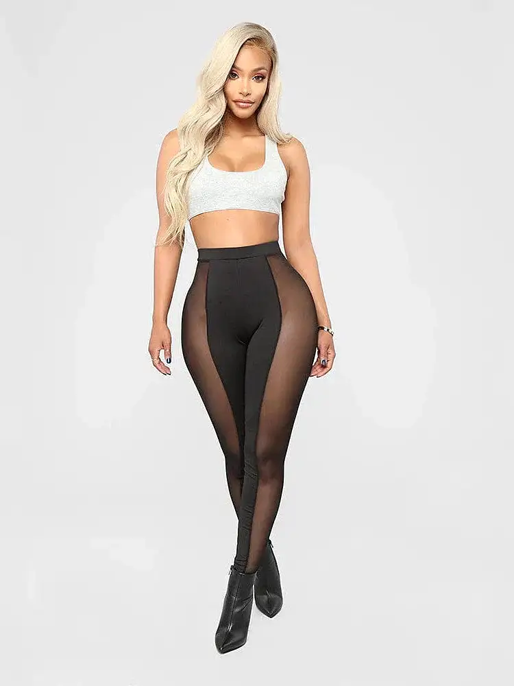 Elevate Your Style with Black Mid Waist Stretchy Leggings