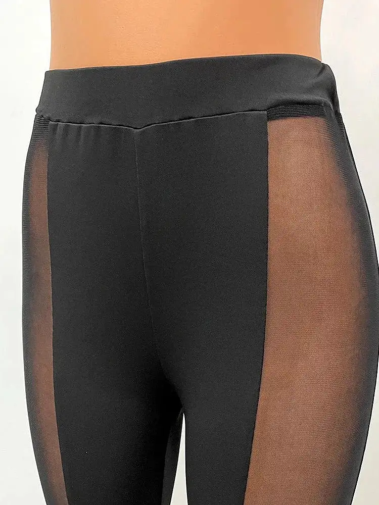 Elevate Your Style with Black Mid Waist Stretchy Leggings