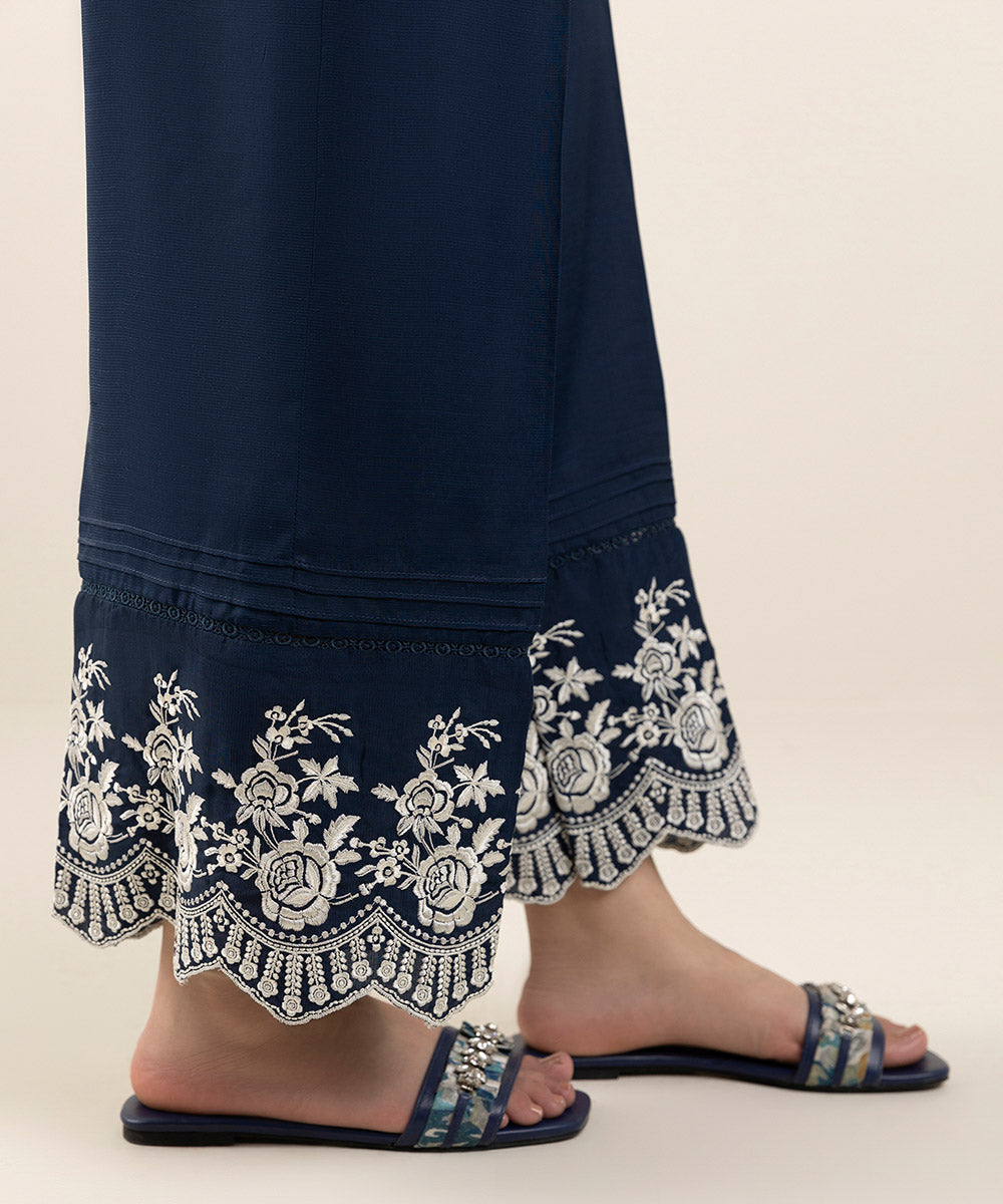 Embroidered Raw Silk Culottes