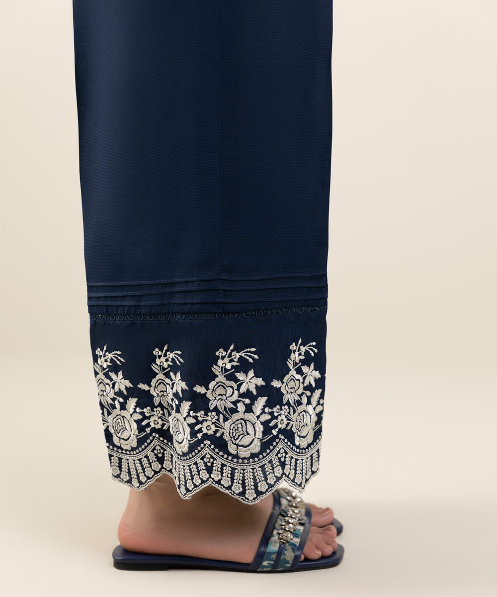 Embroidered Raw Silk Culottes