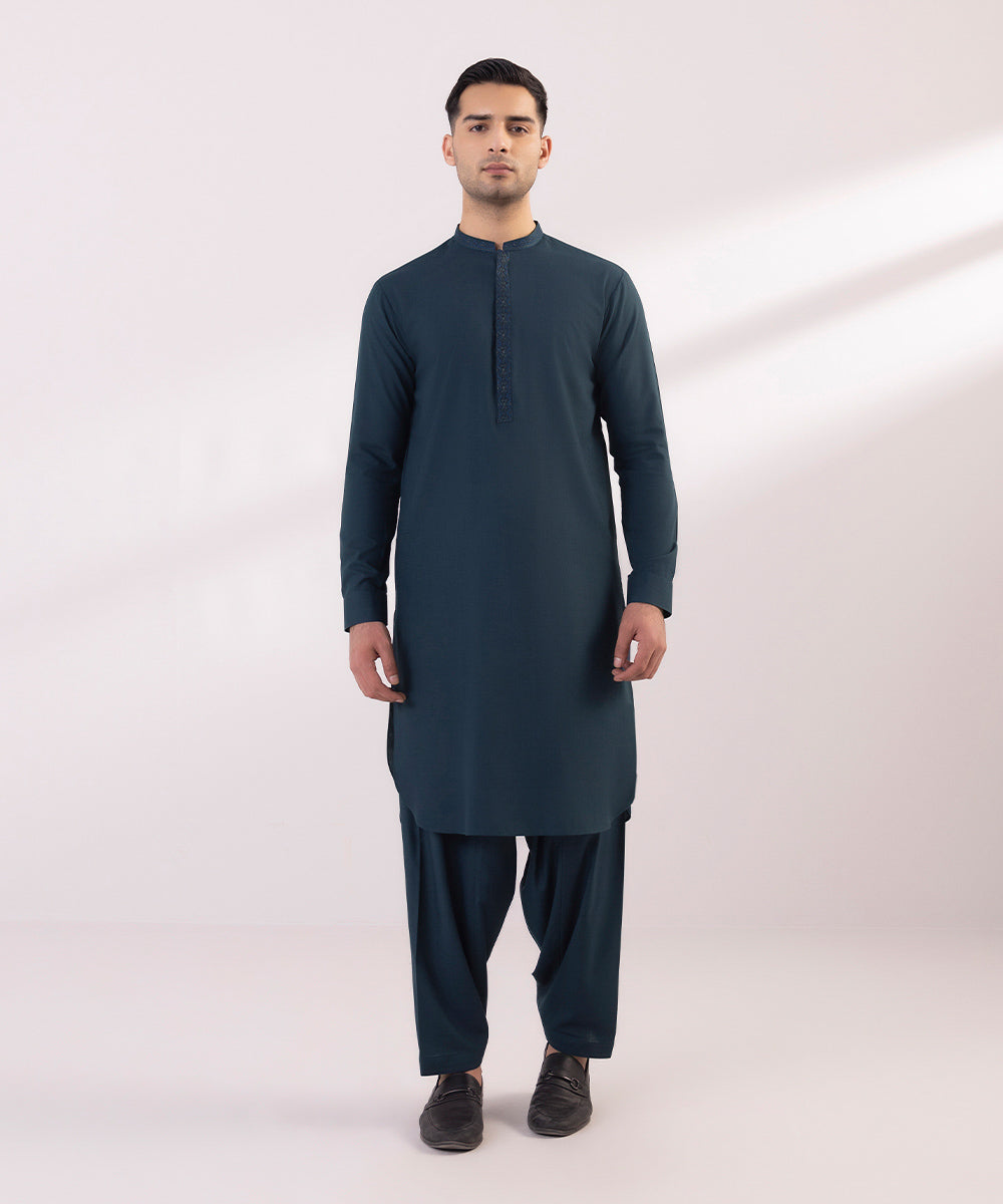 Embroidered Wash & Wear Suit