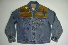 Et Vous Vintage 80's 90's Corduroy Suede Leather Western Cactus Denim Jean Jacket