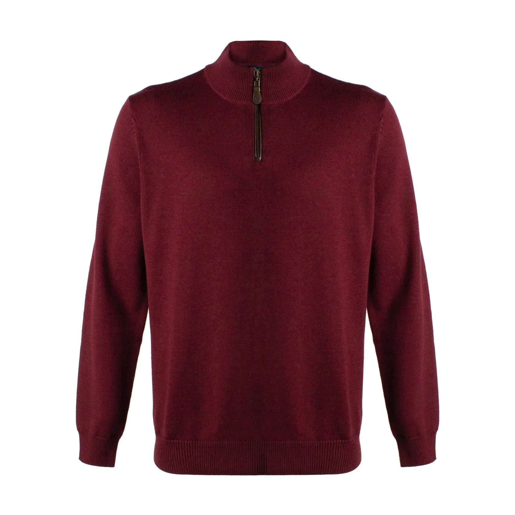 Extra Fine 'Zegna Baruffa' Merino Wool Quarter-Zip Sweater in Port by Viyella